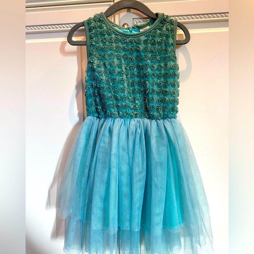 Green Flower, Tulle Dress, Size 110 (3T)